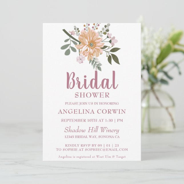 Chic Tree Blossoms Bridal Shower Invitation (Standing Front)
