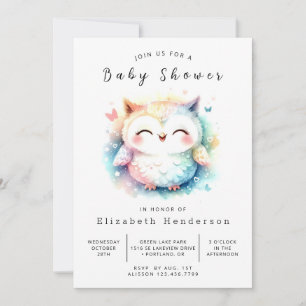 Chic Trees Owl Baby Shower Invitation