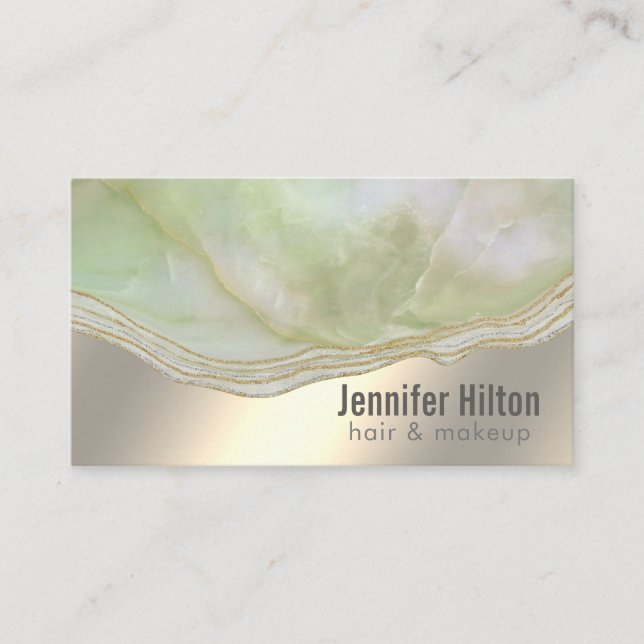 Chic trendy agate geode professional  gold foil business card (Front)