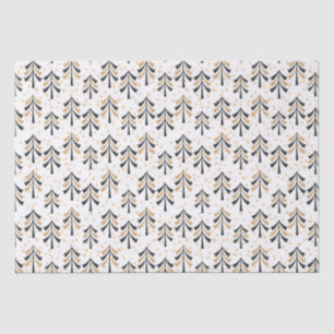 Chic Trendy Black Gold Christmas Trees Holiday  Tissue Paper