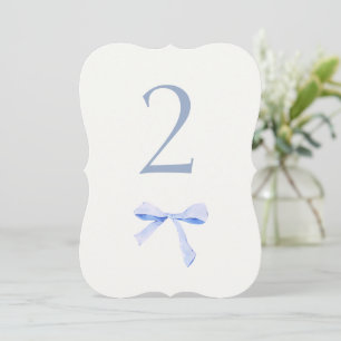 Chic & Trendy Blue Ribbon Wedding Table Number