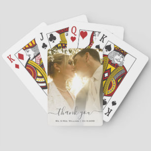 Chic Trendy Classic Bride And Groom Wedding Photo Playing Cards