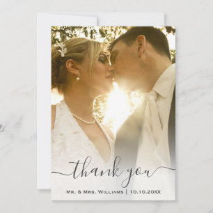 Chic Trendy Classic Bride And Groom Wedding Photo Thank You Card