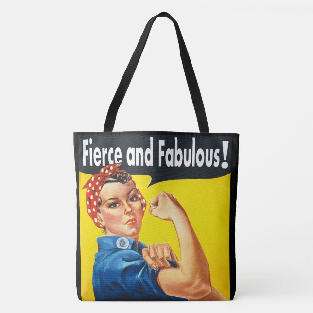 Chic trendy Fierce and Fabulous Rosie the Riveter Tote Bag (Front)