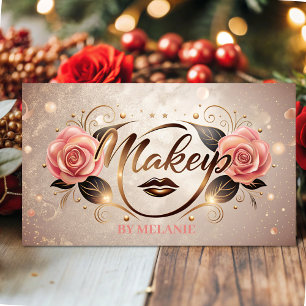chic trendy gold make up artist rose  business card