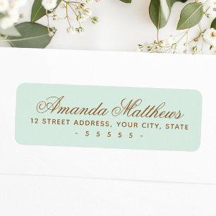 Chic trendy mint green calligraphy script address