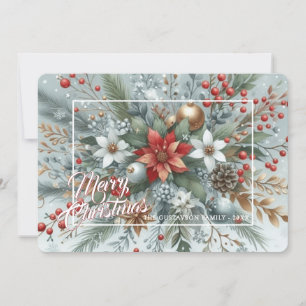 Chic Trendy Red Floral Berries Holiday Wreath