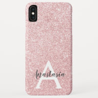 Chic & Trendy Rose Gold Glitter Sparkles Monogram