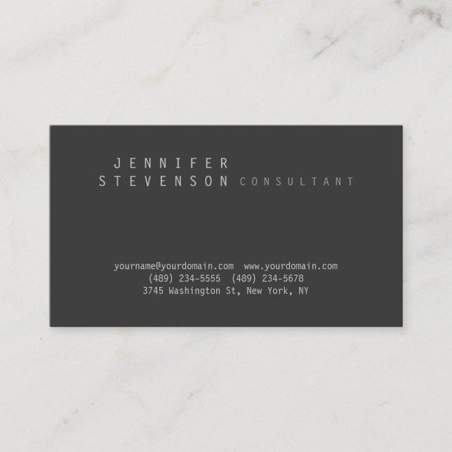 Chic Trendy Stylish Grey Clean Business Card (Front)
