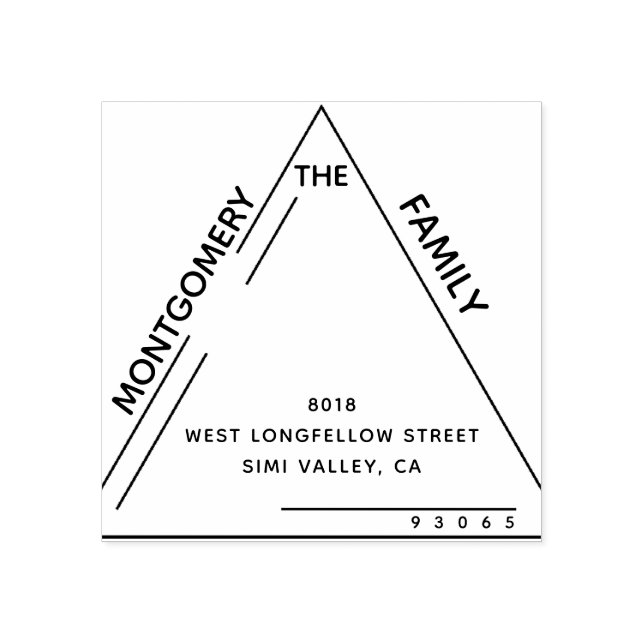 Chic Triangle Family Name Rubber Stamp (Imprint)