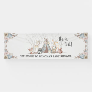 Chic Tribal Woodland Animals Baby Shower Backdrop Banner