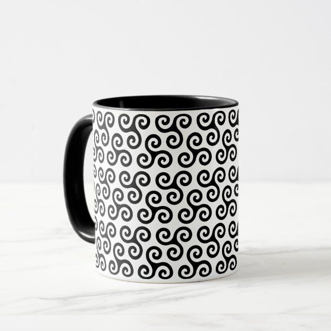 Chic Triple Spiral Celtic triskele Symbol Pattern Mug (Front Left)