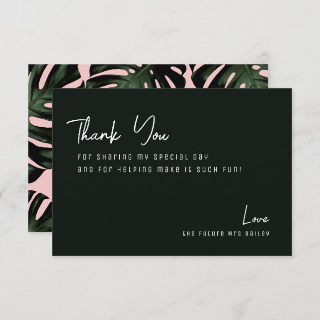 Chic Tropical Beach Bridal Shower Thank You Card (Front/Back)