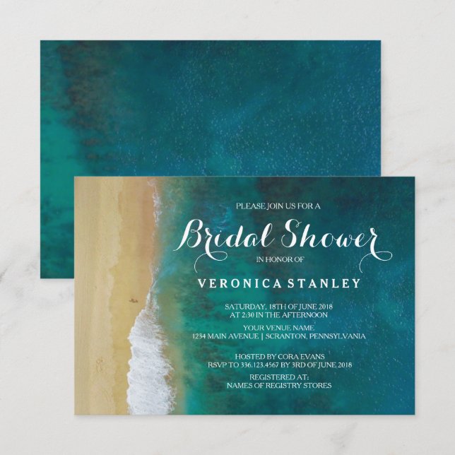 Chic Tropical Beach Destination Bridal Shower Card (Front/Back)