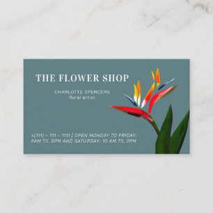 Chic tropical bird of paradise floral illustration business card