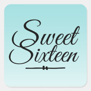 Chic Tropical Blue Ombre Sweet 16 16th Birthday Square Sticker