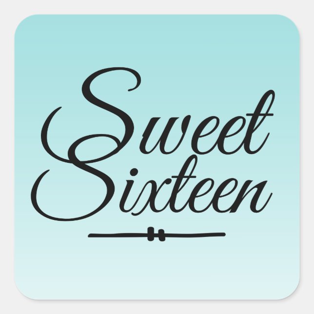 Chic Tropical Blue Ombre Sweet 16 16th Birthday Square Sticker (Front)