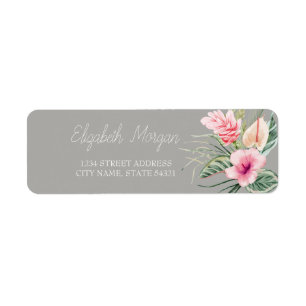 Chic Tropical Flowers Hibiscus  Address Label