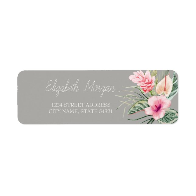 Chic Tropical Flowers Hibiscus  Address Label (Front)