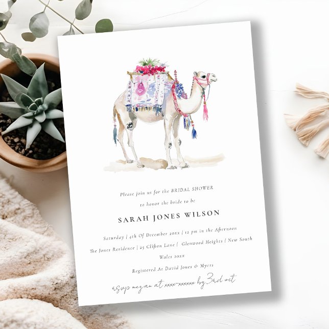 Chic Tropical Moroccan Camel Bridal Shower Invitation (Creator Uploaded)