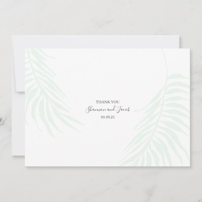 Chic Tropical Palm Tree Leaves Thank You Note Card (Front)