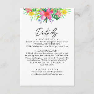 Chic Tropical Paradise Watercolor Wedding Details Enclosure Card