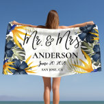 Chic Tropical Personalised Mr. & Mrs. Custom Beach Towel<br><div class="desc">Make a statement at the pool or the beach with our wide selection of super cute customisable beach towels. We have elegant,  classy also fun and playful full print designs.</div>