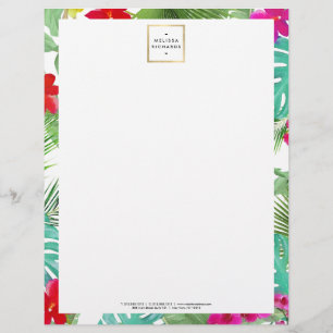 Chic Tropical Print Watercolor Designer Custom Letterhead