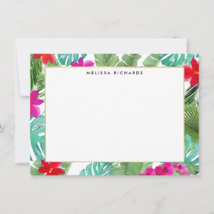 Chic Tropical Print Watercolor Flat Note Card