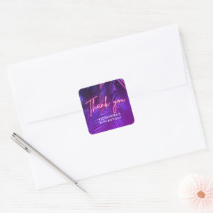 Chic Tropical Purple Palm Leaf Birthday Stickers