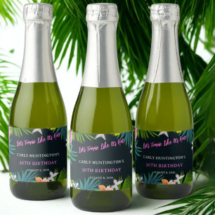 Chic Tropical Vibes 30th Birthday Celebration Sparkling Wine Label