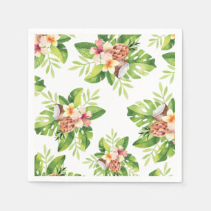 Chic Tropical Watercolor Floral Napkin