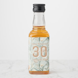 Chic Tulip Floral First Birthday Gift Liquor Bottle Label