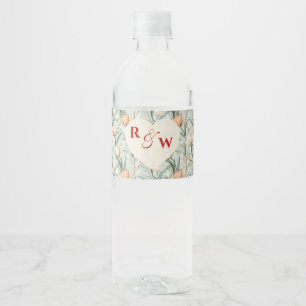 Chic Tulip Flower Lakeside Wedding Water Bottle Label