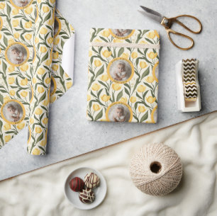 Chic Tulip Flower Surprise Birthday Wrapping Paper
