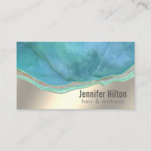 Chic turquoise agate geode professional gold foil business card