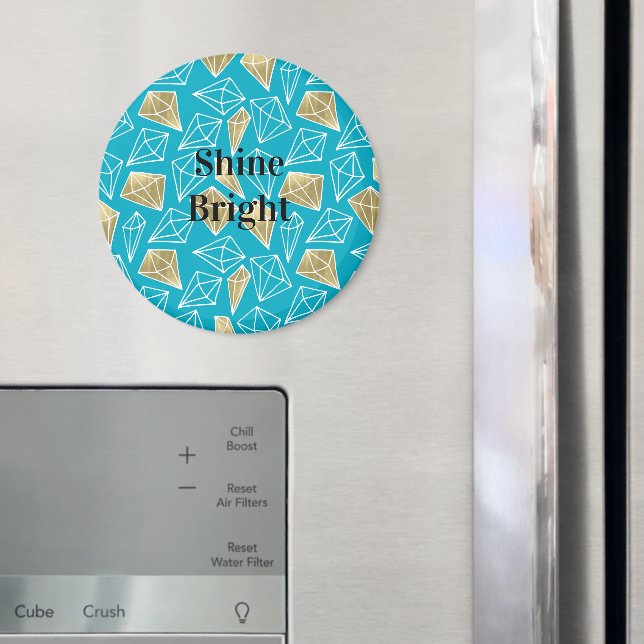 Chic turquoise aqua blue Gold Diamonds Christmas Magnet (In Situ (Fridge))