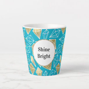 Chic Turquoise Aqua Blue Gold Diamonds   Latte Mug