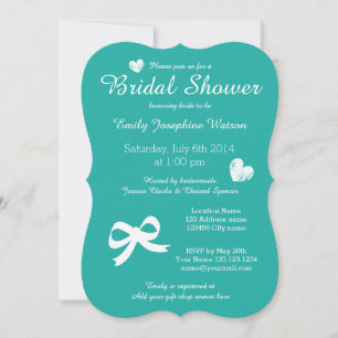 Chic turquoise blue bridal shower invitations