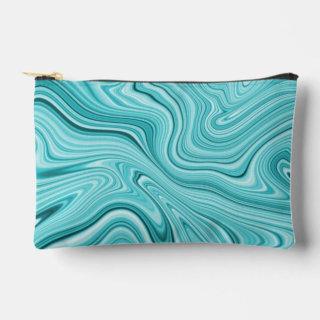 Chic turquoise marble accessory pouch (Front)