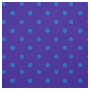 Chic Turquoise on Midnight Blue Polka Dots Pattern Fabric