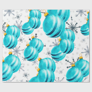 Chic Turquoise Ornaments Snowflakes Wrapping Paper