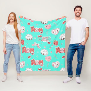 Chic Turquoise Pop Art MOM Love Pattern Fleece Blanket