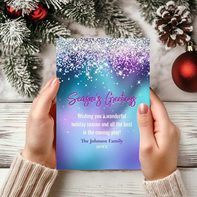 Chic turquoise purple glitter Christmas new year (Creator Uploaded)