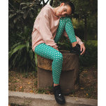 Chic Turquoise Small Polka Dots Pattern Fashion Leggings<br><div class="desc">Custom, retro, cool, cute, chic, stylish, trendy, breatheable, hand sewn, white polka dots on turquoise pattern womens full length fashion travel workout sports yoga gym running leggings pants, that stretches to fit your body, hugs in all the right places, bounces back after washing, and doesn't lose their shape on repeated...</div>