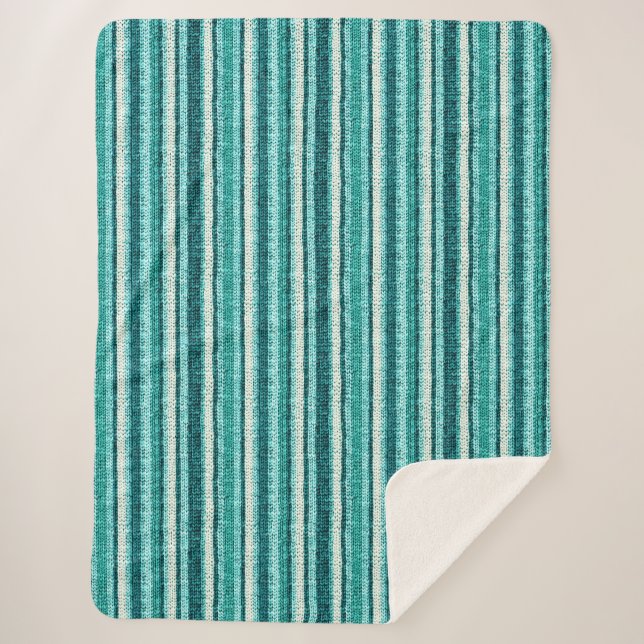 Chic turquoise striped  fleece blanket (Front)
