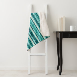 Chic turquoise striped fleece blanket