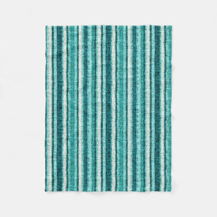 Chic turquoise striped fleece blanket