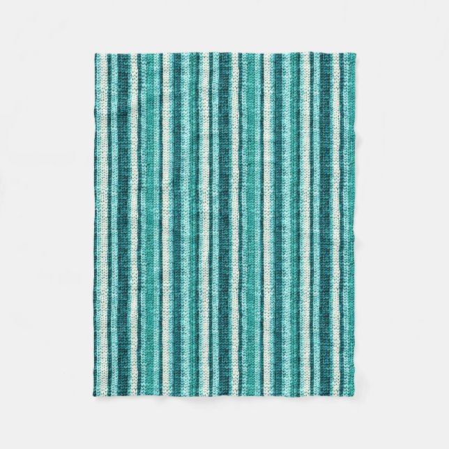 Chic turquoise striped  fleece blanket (Front)