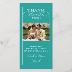 Chic Turquoise Wedding Thank You Photo Cards